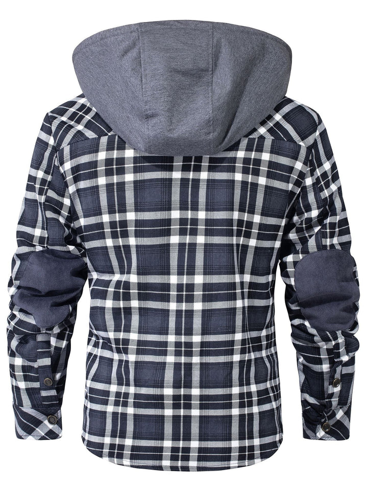 Cozy Men's Hooded Flannel Jacket with Faux Fur Lining for Winter Outdoors