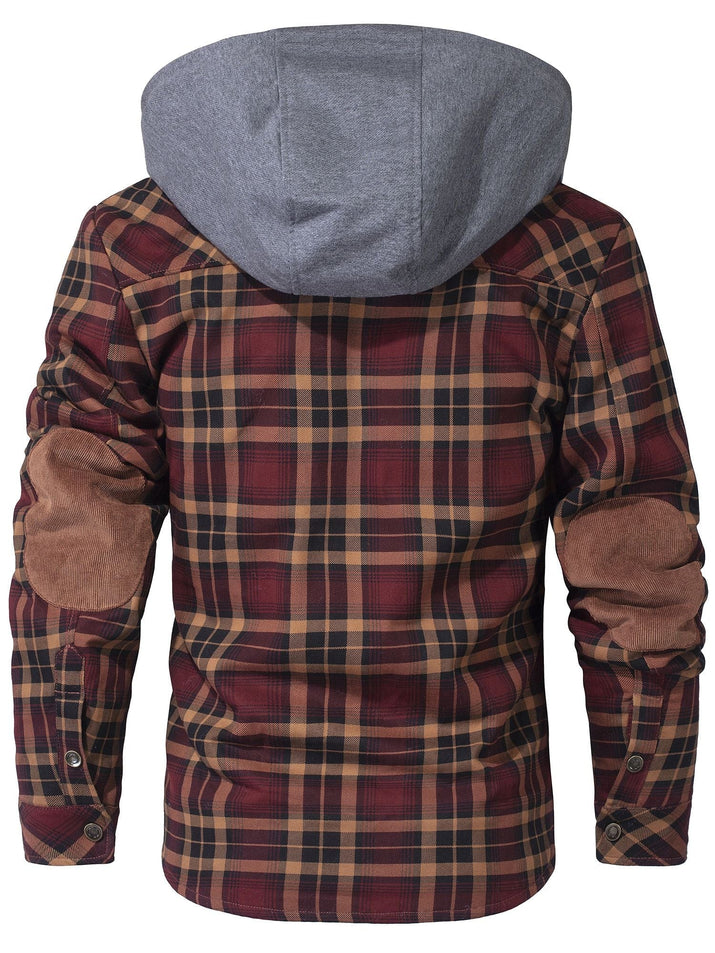 Cozy Men's Hooded Flannel Jacket with Faux Fur Lining for Winter Outdoors