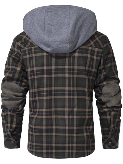 Cozy Men's Hooded Flannel Jacket with Faux Fur Lining for Winter Outdoors
