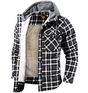 Cozy Men's Hooded Flannel Jacket with Faux Fur Lining for Winter Outdoors